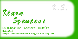 klara szentesi business card